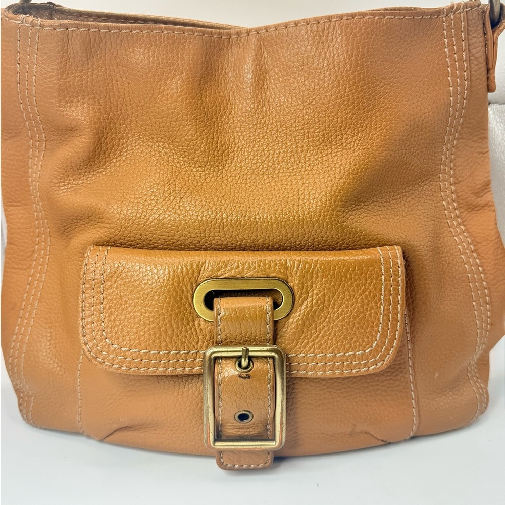 St. John’s Bay Classic Tan 100% Cowhide Leather Shoulder Bag 90’s